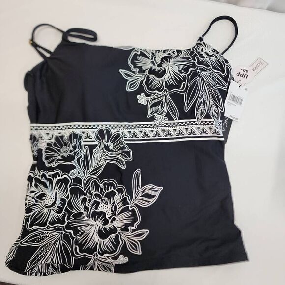 LA BLANCA Size 12 Shadow Floral Lingerie Strap Tankini NWT - Picture 9 of 9